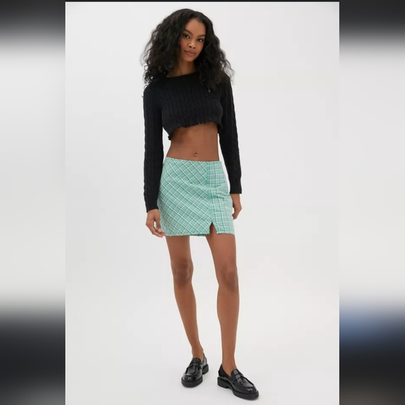 Urban outfitters UO nwt , Krista plaid notched mini skirt - Picture 1 of 5